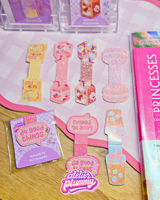 Marque-page magnétique brique de lait fraise