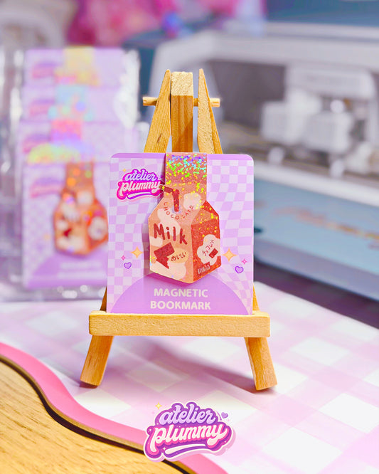 Marque-page magnétique brique de lait chocolat