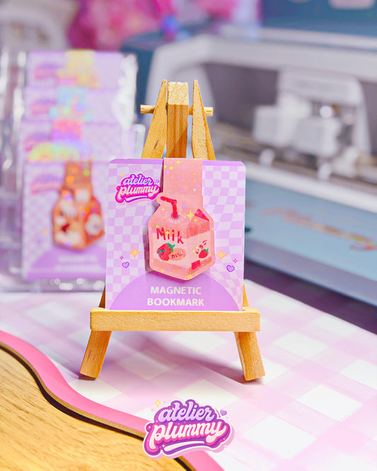 Marque-page magnétique brique de lait fraise