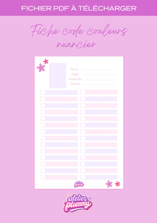 Fiche code couleurs nuanicer à télécharger